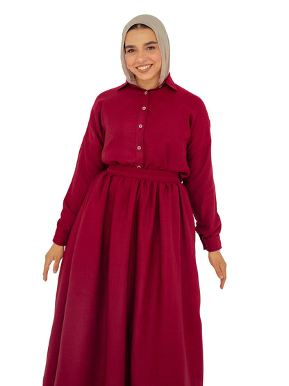 Luna Burgundy Skirt Set
